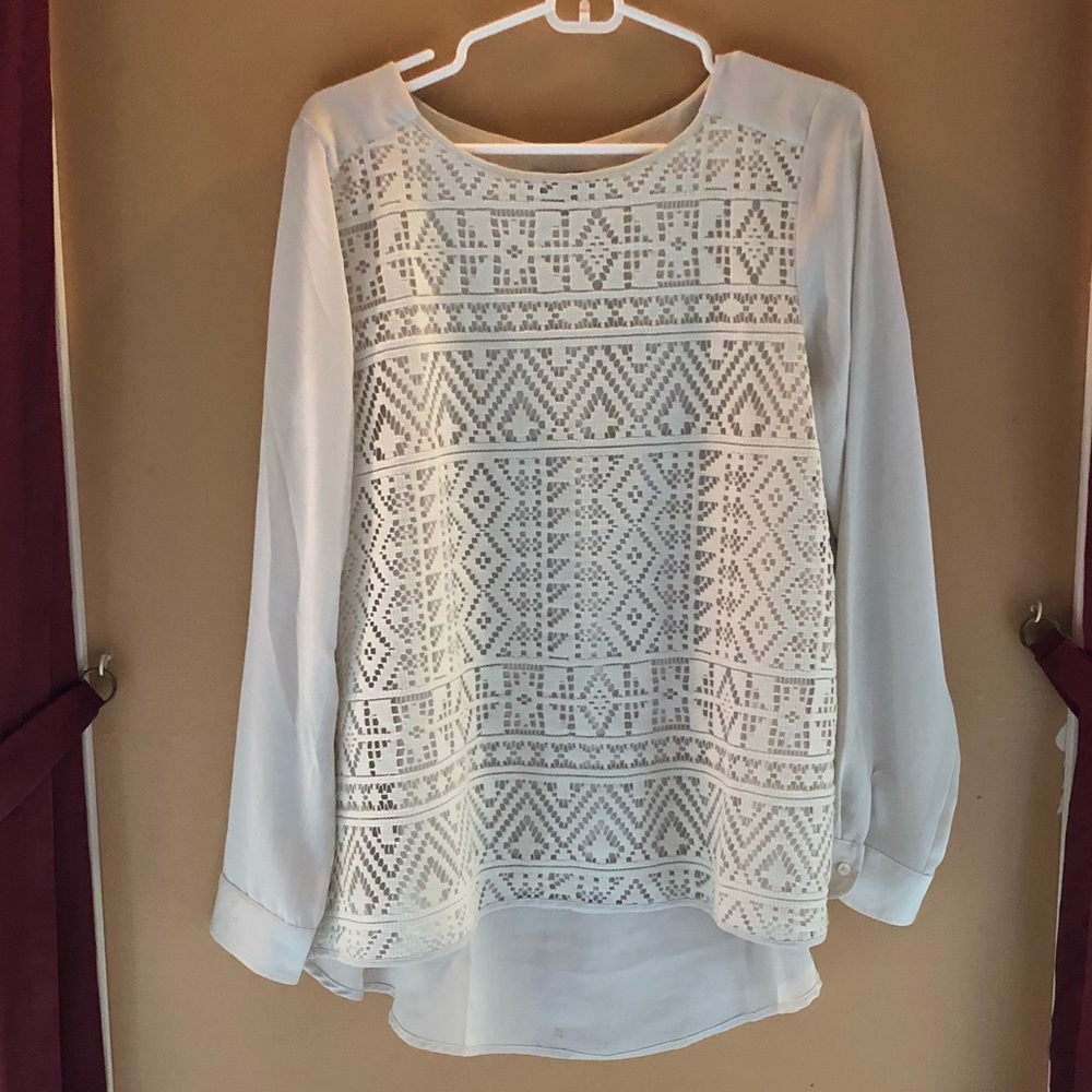 Banana Republic Light Grey Geometric Blouse